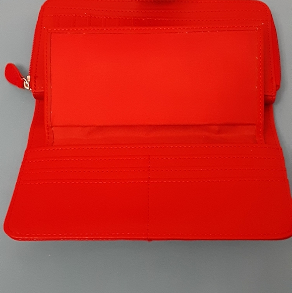Leather red wallet with ID holder - Picture 3 of 9